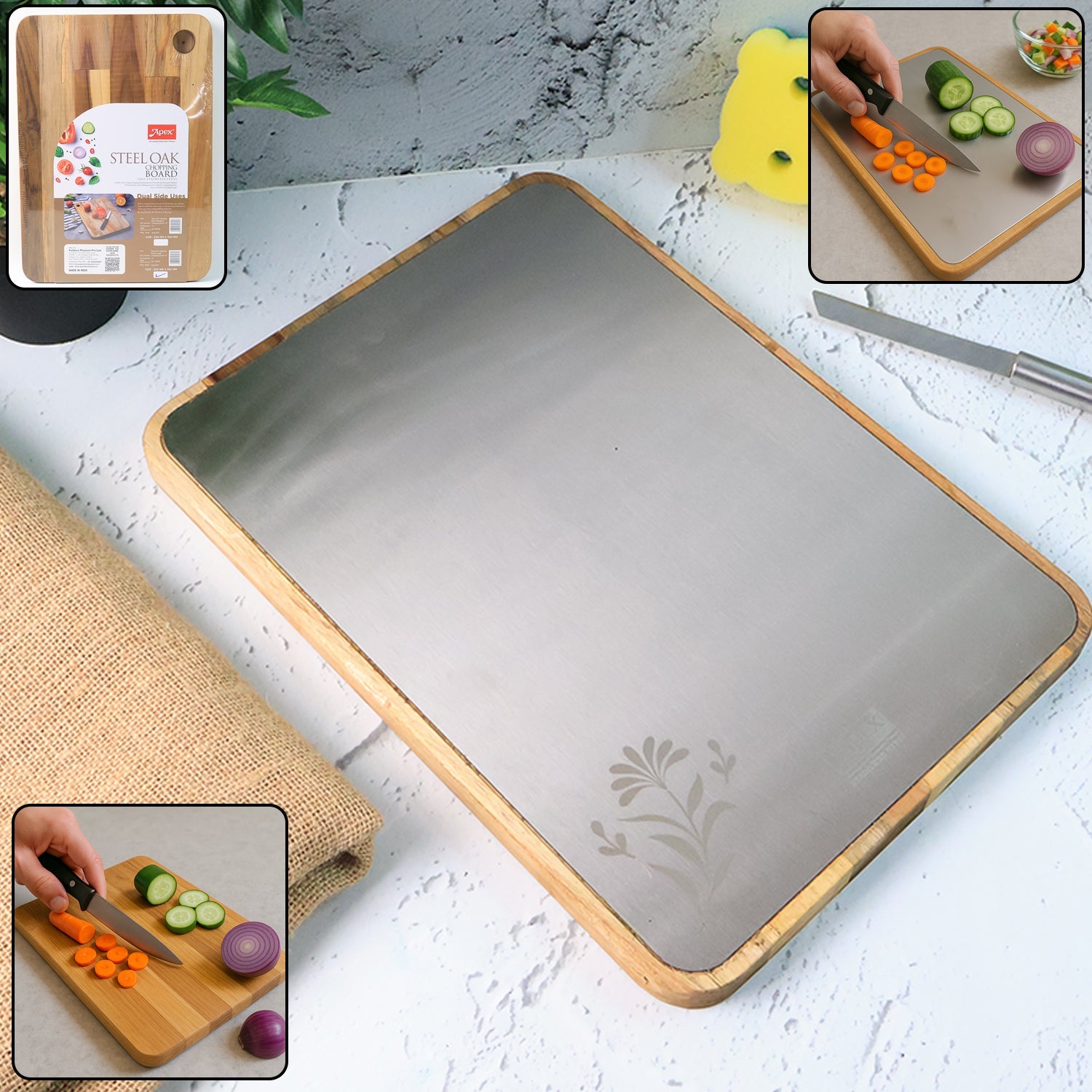 Apex Steel Oak Cutting Board with Wooden Handle (1 Pc) Apex Steel Oak Cutting Board with Wooden Handle (1 Pc)